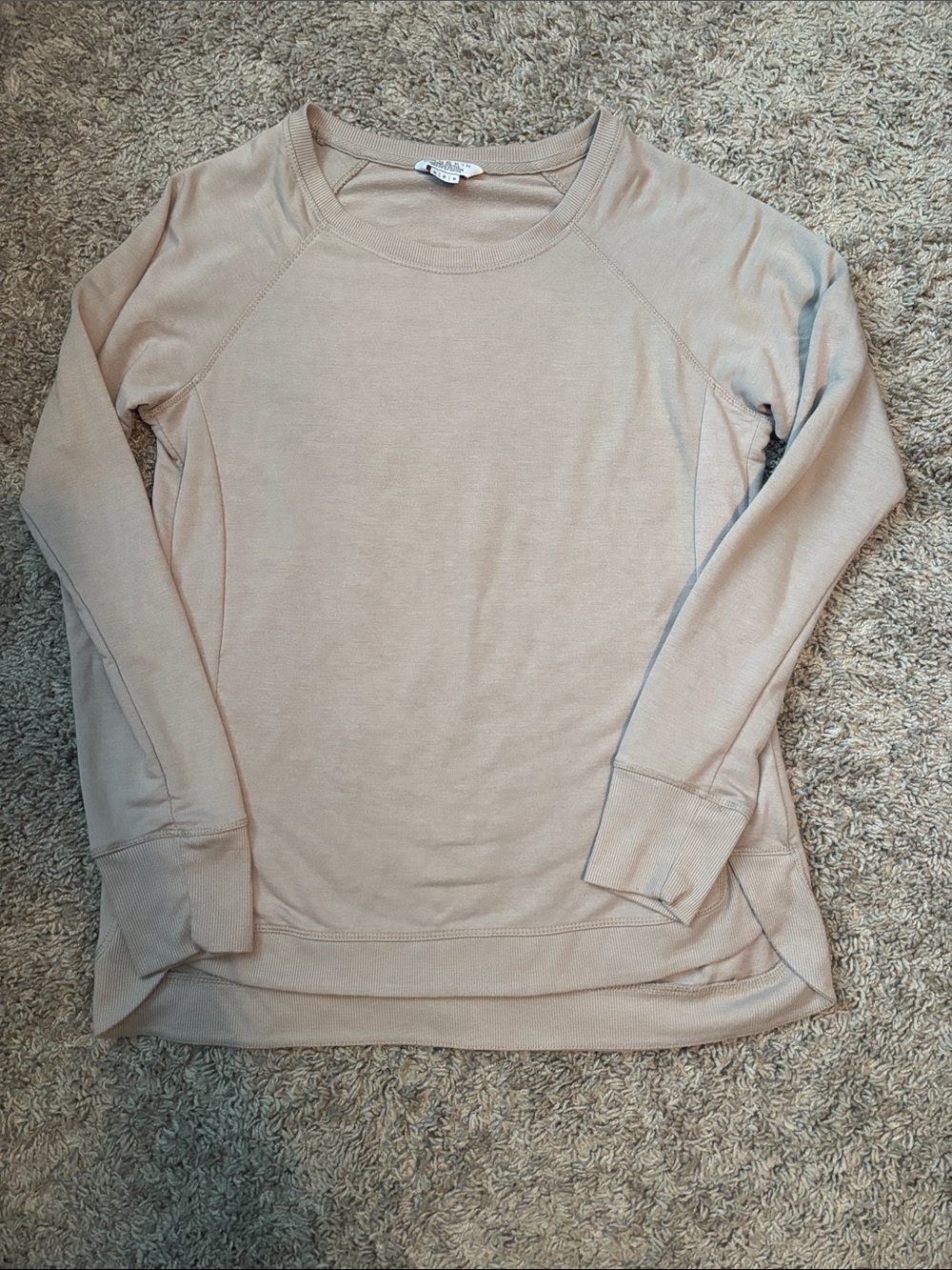 Danskin Tan Long-Sleeve Crewneck Pullover